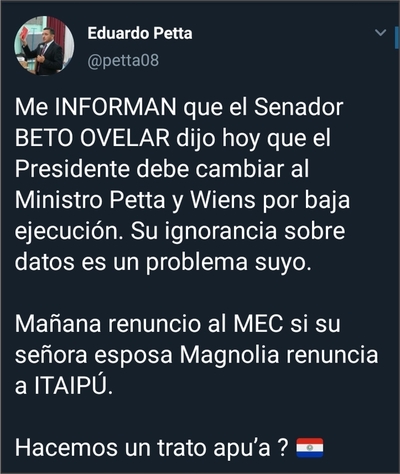 Petta complica al presidente - Informate Paraguay