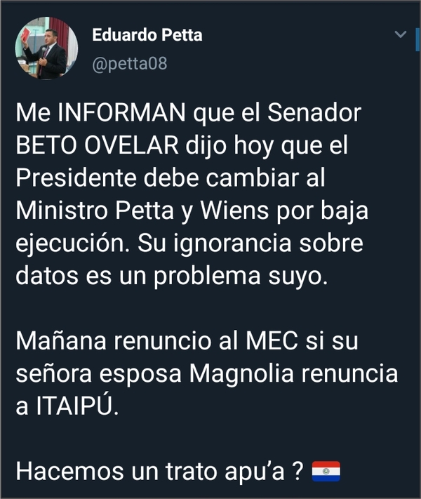 Petta complica al presidente - Informate Paraguay