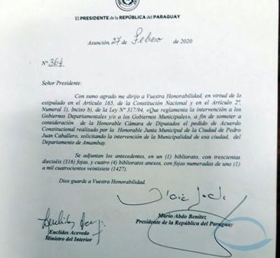 Marito envía pedido de intervención de la gestión de José Carlos Acevedo a Diputados