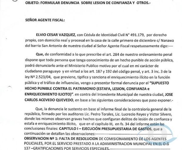 Director de página de noticias denuncia a José C. Acevedo por supuesto hecho punible de Estafa, Lesión de Confianza e Enriquecimiento Ilícito