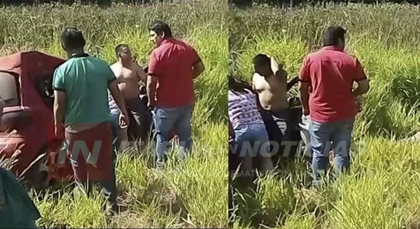 CHOQUE Y VUELCO DE AUTOMÓVIL SOBRE GRANEROS DEL SUR