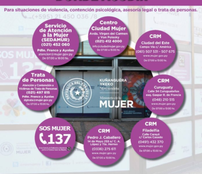 Ministerio de la Mujer recuerda dónde acudir en caso de violencia