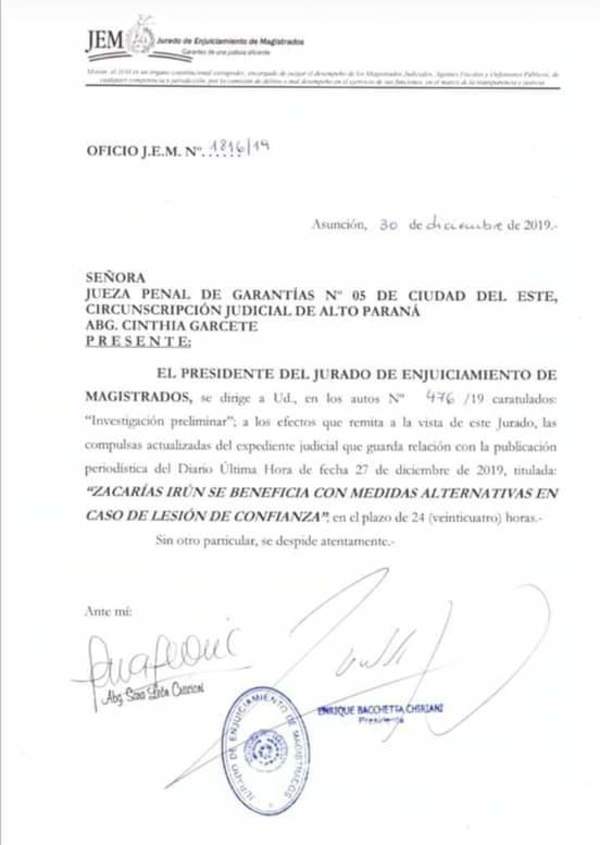 JEM investiga a magistrada que benefició al senador Zacarías con medida alternativa - Noticde.com