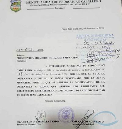 Intendente vetó la ampliación para el Consejo Local de Salud aprobada por la Junta Municipal