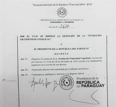 Suspenden personería de Fundación Fraternidad