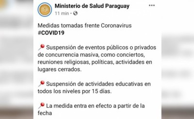 Gobierno Nacional suspende clases y aglomeraciones de personas