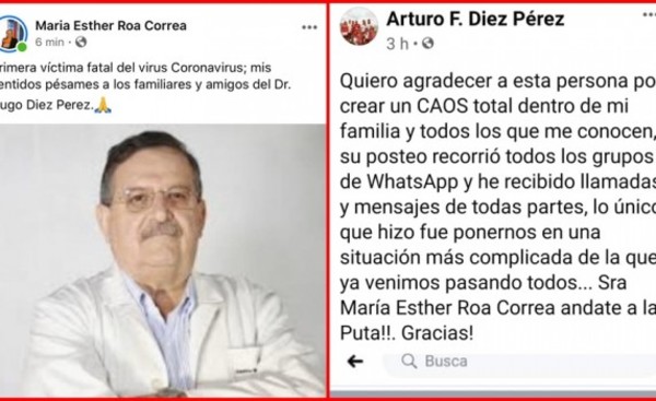 Escrachadora escrachada por "confirmar" primer fallecido por Covid-19