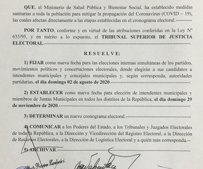 El Coronavirus altera el cronograma electoral