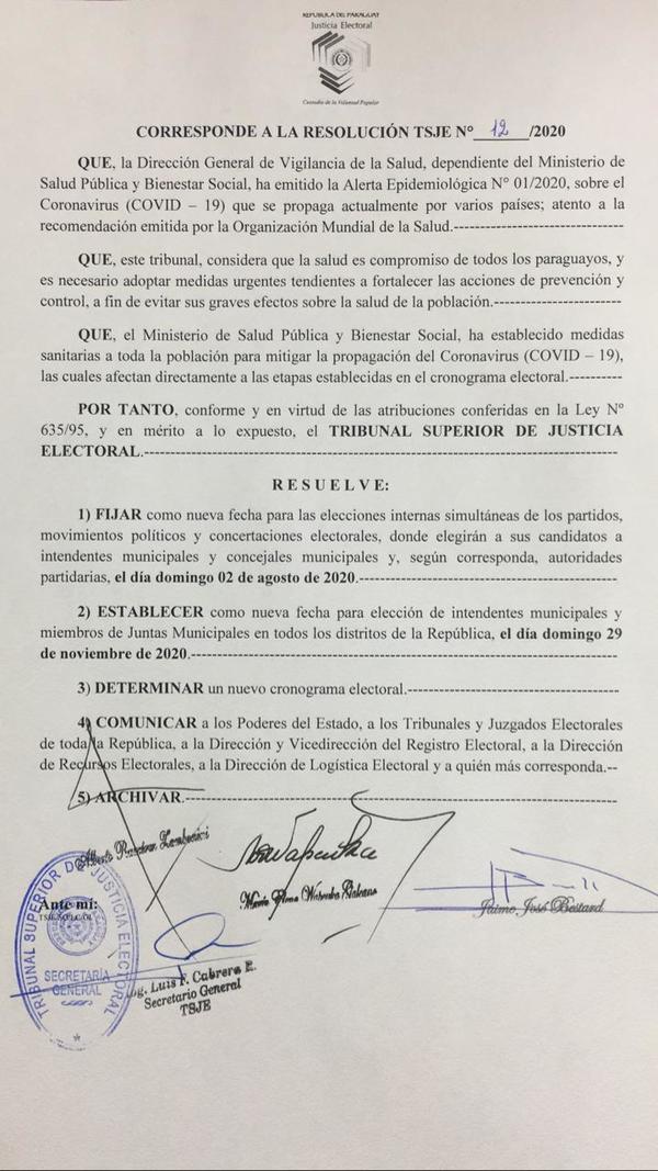 TSJE establece el 2 de agosto como nueva fecha para Elecciones Municipales - .::RADIO NACIONAL::.
