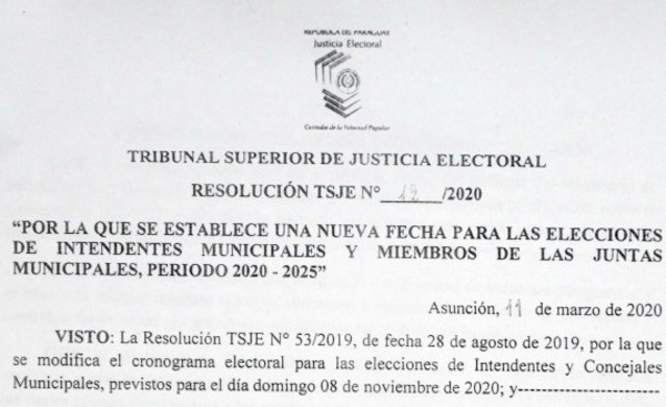 TSJE establece nueva fecha para las Elecciones Municipales