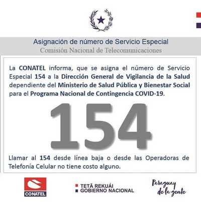 Asignan el 154 para consultar o avisar casos de coronavirus - ADN Paraguayo