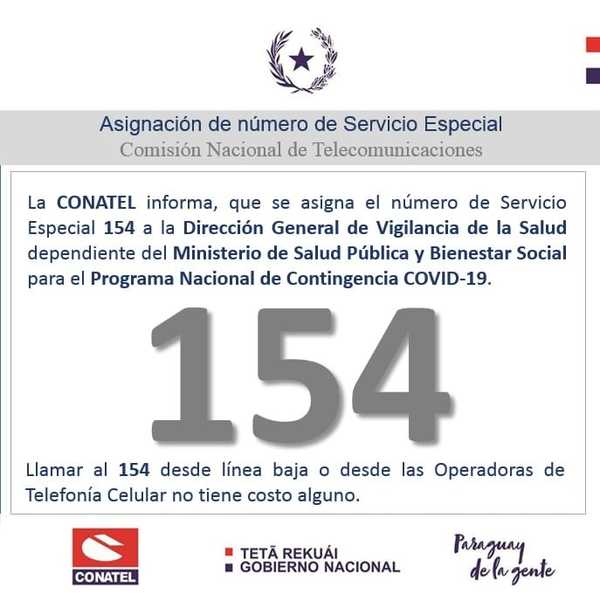 Asignan el 154 para consultar o avisar casos de coronavirus - ADN Paraguayo