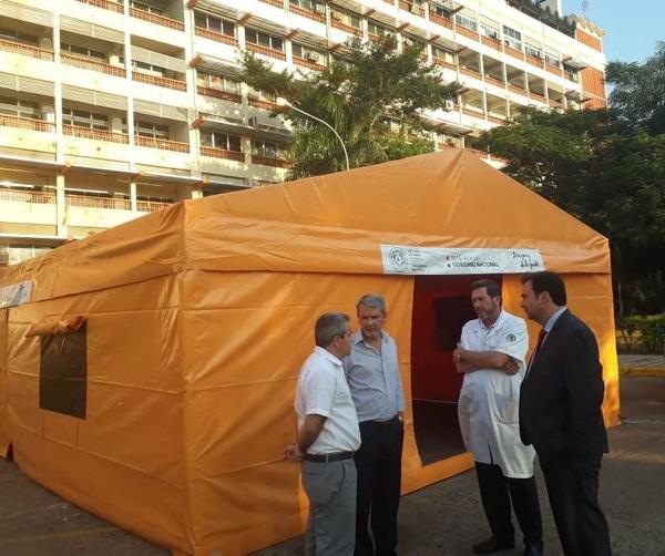 Coronavirus: IPS dispone carpa para prevenir ingreso de cuadros respiratorios sospechosos a recinto