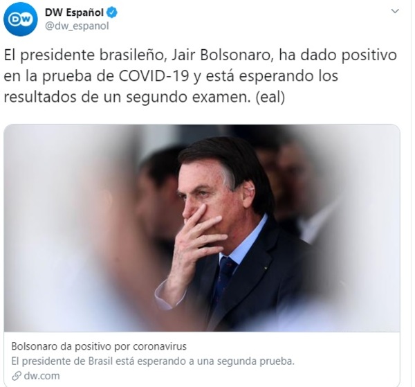 Luego de minimizar la pandemia, Bolsonaro dio positivo en el test de coronavirus