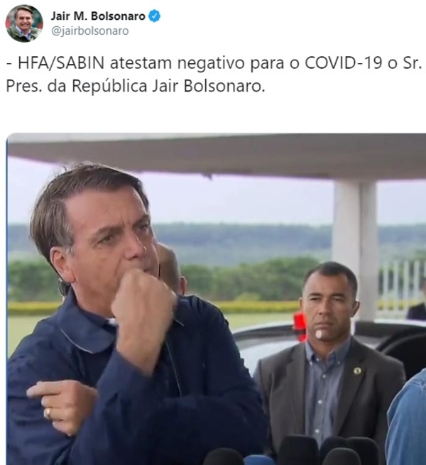 Bolsonaro desmiente tener coronavirus