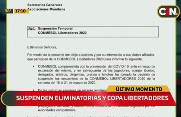 Suspenden partidos de la Copa Libertadores y Eliminatorias - C9N