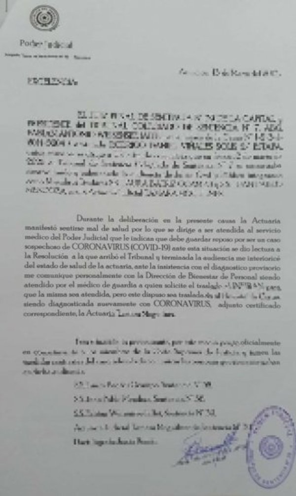 Pedido desesperado de un juez ante caso de coronavirus