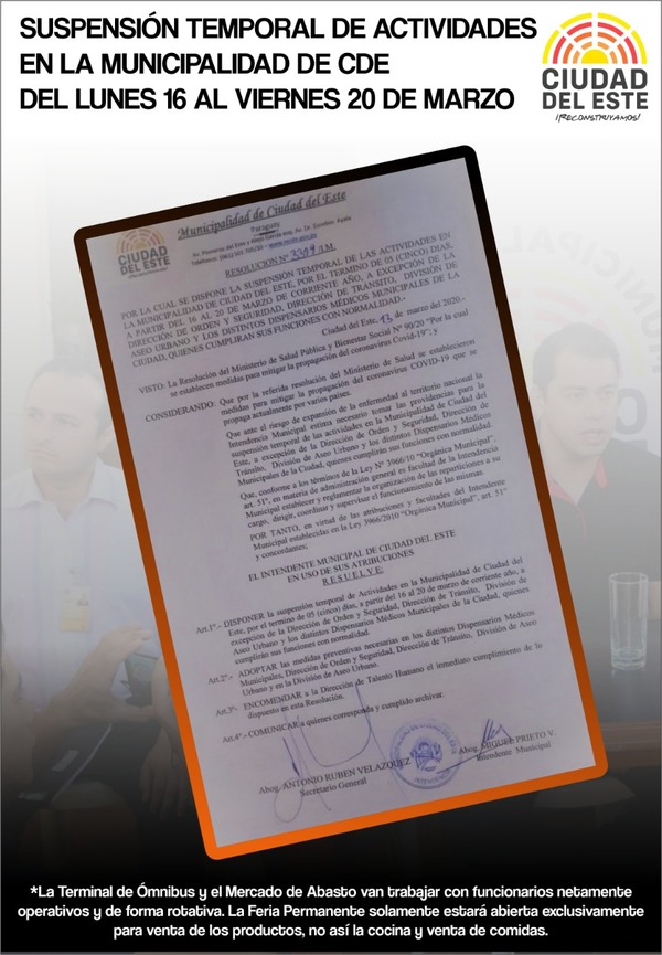CDE: Paro de actividades hasta el 20 de marzo - Paraguay Informa