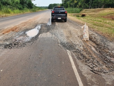 Peligroso bache pone en riesgo a usuarios de la ruta Concepción-Loreto