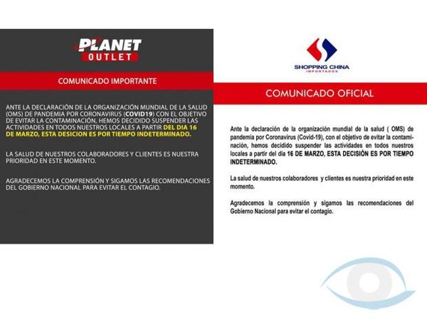 Shoppings de Pedro Juan anuncian cierre por tiempo indeterminado