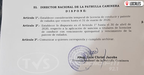 Patrulla Caminera establece consideración temporal para aplicar sanciones en las rutas