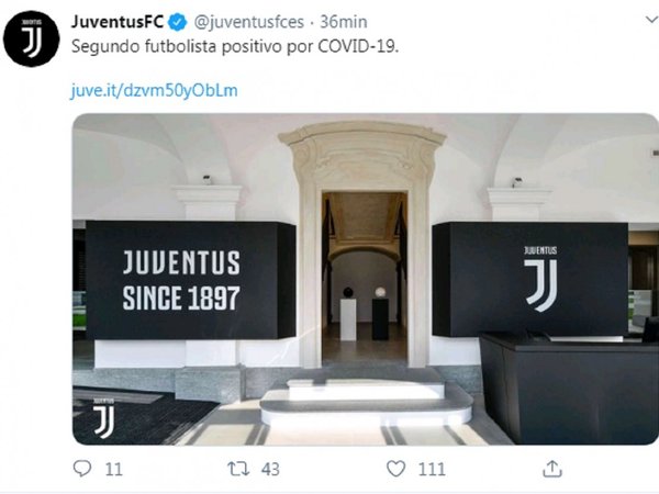 Segundo jugador de la Juventus positivo por coronavirus