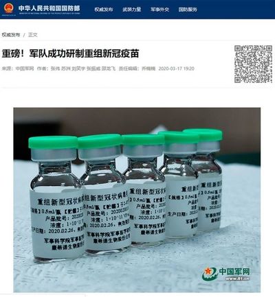 China dice haber desarrollado con éxito la vacuna contra el coronavirus y se prepara para su producción a gran escala