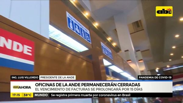Oficinas de la ANDE permanecerán cerradas durante la cuarentena - ABC Noticias - ABC Color