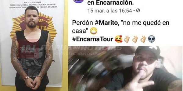 ENCARNACENO SE BURLÓ DE LA RESTRICCIÓN Y TERMINÓ PRESO