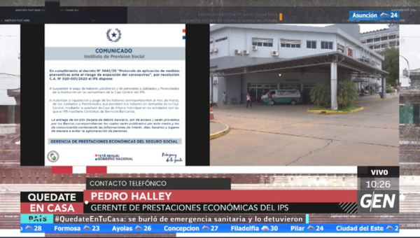 HOY / Pedro Halley, gerente de Prestaciones Económicas del IPS, sobre el cobro de jubilados y pensionados