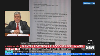 HOY / Senador Enrique Riera presentó un proyecto de ley para postergar las elecciones municipales y partidarias