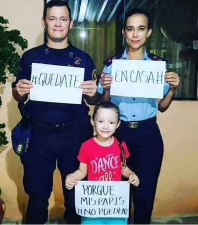 Pareja de policías y su hija piden consciencia para vencer al coronavirus
