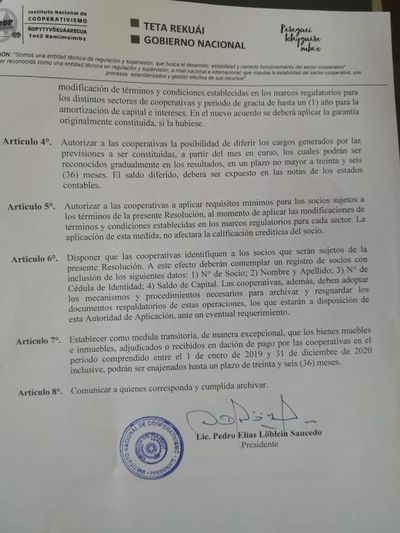 Cooperativas deben facilitar pago de deudas a sus socios, recuerda el Incoop - Nacionales - ABC Color
