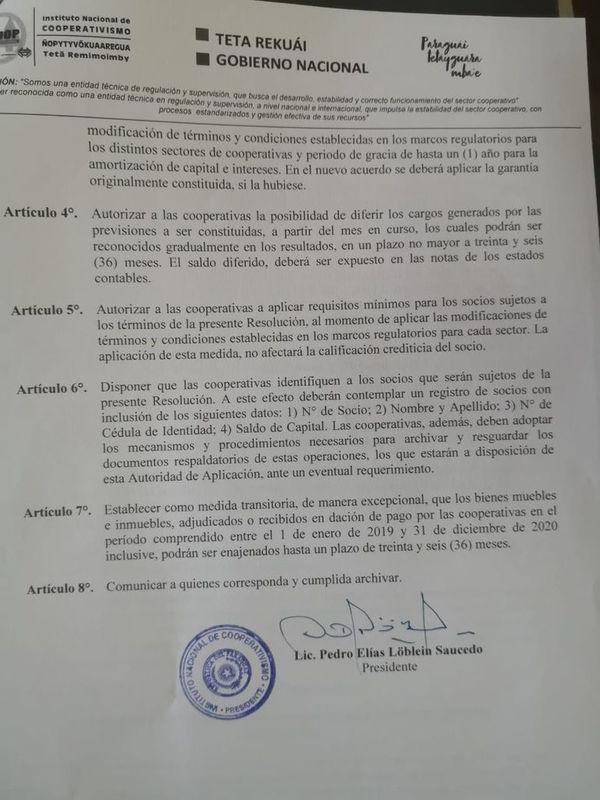 Cooperativas deben facilitar pago de deudas a sus socios, recuerda el Incoop - Nacionales - ABC Color