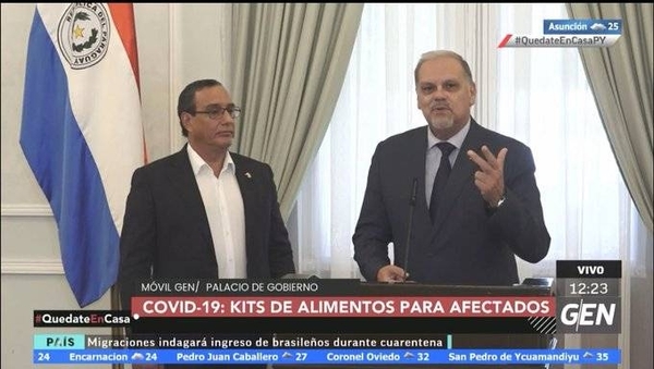 HOY / Joaquín Roa, Ministro de la Secretaria de Emergencia Nacional Hugo Javier, Gobernador de Central, sobre la distribución de kits de alimentos