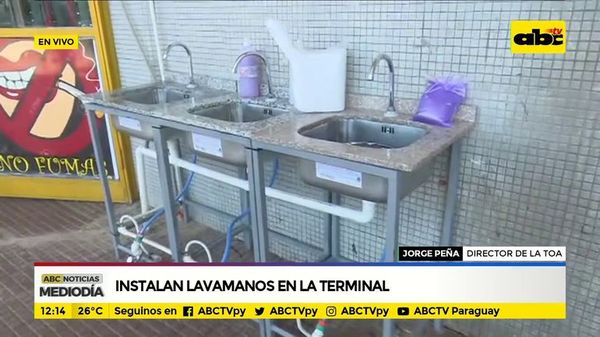 Instalan lavamanos a pedal en Terminal de Ómnibus - ABC Noticias - ABC Color