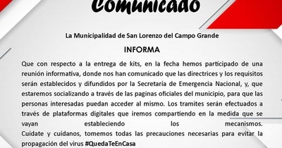 Kit alimentario: Municipalidad espera “las directrices y los requisitos” de la SEN