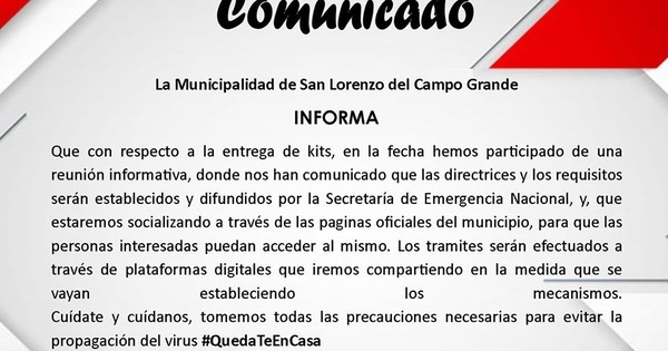 Kit alimentario: Municipalidad espera “las directrices y los requisitos” de la SEN