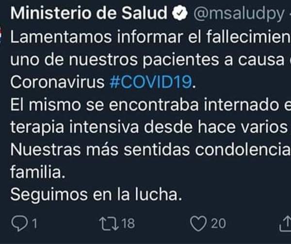 Primera muerte por Coronavirus en Paraguay