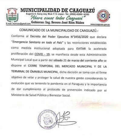 Cierran mercado y terminal de Caaguazú