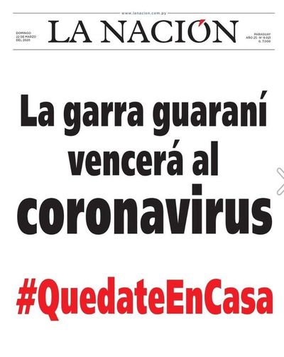 Tapas de diarios con mensaje positivo contra el Coronavirus