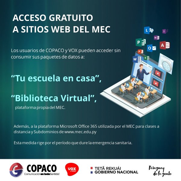 Copaco libera acceso a sitios del MEC para clases virtuales | .::Agencia IP::.