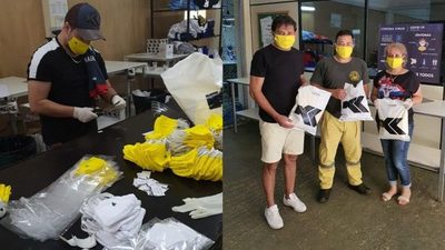 Marca nacional de indumentaria deportiva confecciona y dona tapabocas