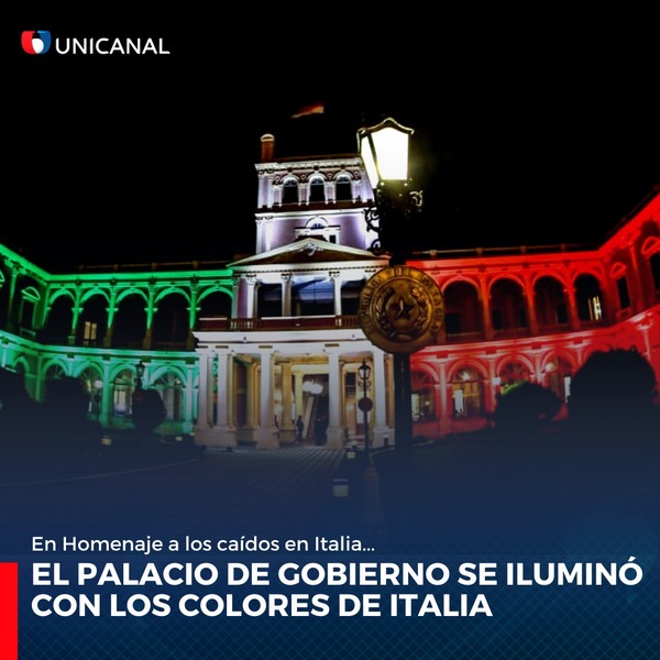 Palacio de López se ilumina con los colores de Italia
