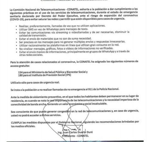 Conatel aclara que en ningún momento pidió que deje de usarse Whatsapp o Netflix