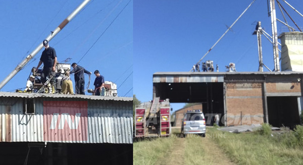 OBRERO DE SILO RECIBIÓ UNA DESCARGA ELÉCTRICA Y SE SALVA DE MILAGRO