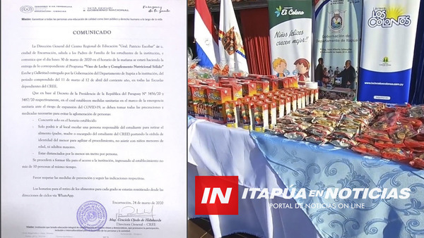 EL CREE ENTREGARÁ VASO DE LECHE Y MERIENDA ESCOLAR A FAMILIARES DE ALUMNOS.