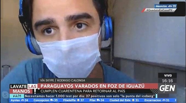 HOY / Rodrigo Calonga, Paraguayo, cumple cuarentena en un hotel de Foz de Iguazú, Brasil, para retornar al país
