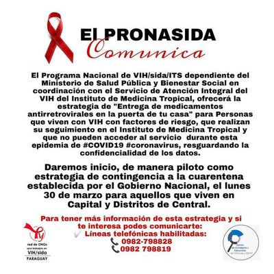 Pacientes con VIH recibirán medicamentos en sus domicilios - Nacionales - ABC Color