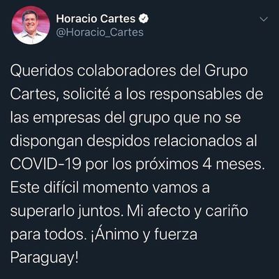 Cartes garantiza empleo a los trabajadores del grupo